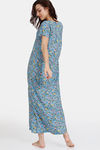 Zivame Miss Daisy Woven Full Length Nightdress - Baltic Sea — thumbnail 3